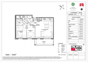 t3 à la vente -   62219  LONGUENESSE, surface 71 m2 vente t3 - UBI476893259